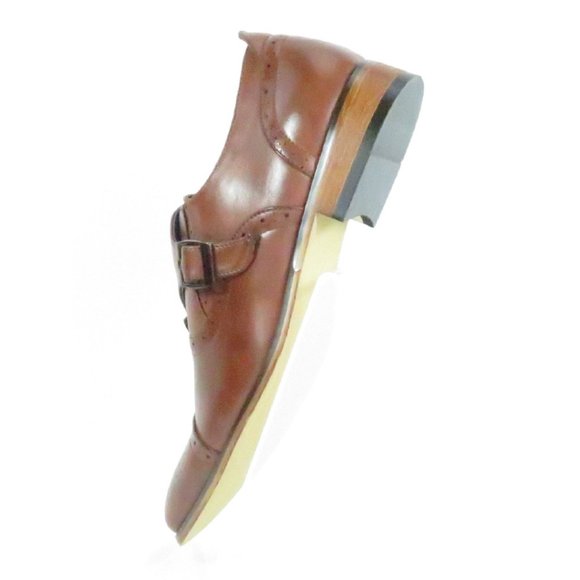 Executive Brown Buckle Italian Style Shoes - Picture 4 of 12